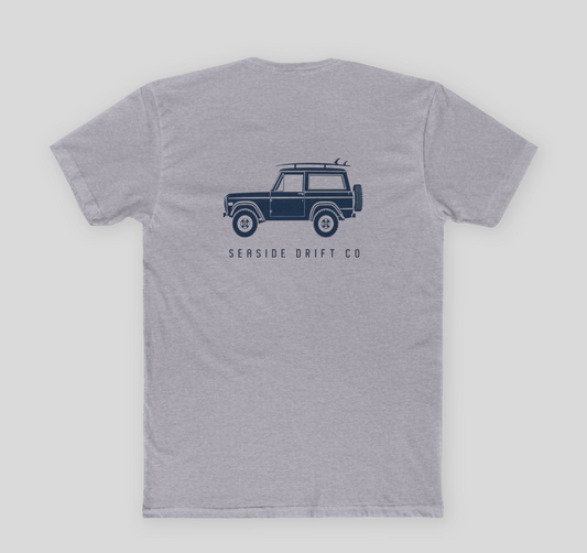 Retro Surf Jeep T-Shirt — "Seaside Drift Co" Coastal Adventure Tee
