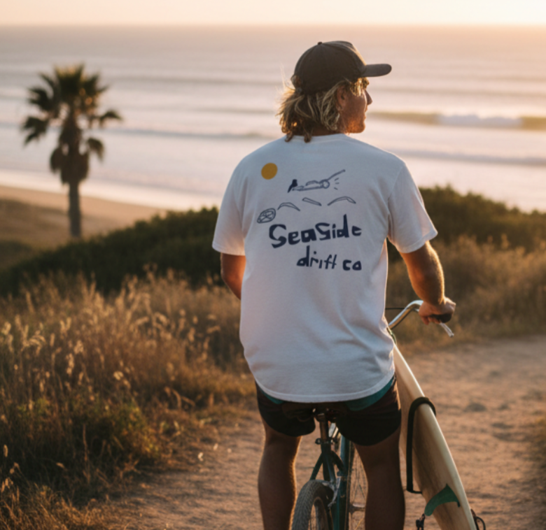 Seaside Drift Co. Graphic T-Shirt — Minimal Beach Illustration Tee