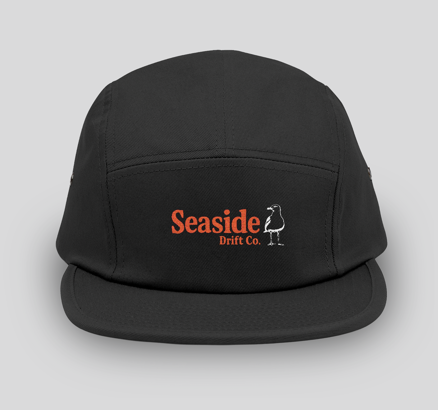 Seaside Bird Embroidered 5-Panel Cap